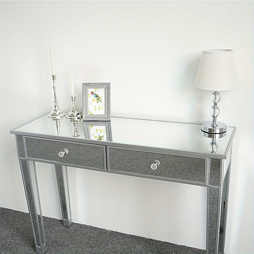 2 Drawers, Mirrored, 105*36*76cm, Silvery, Computer Desk.