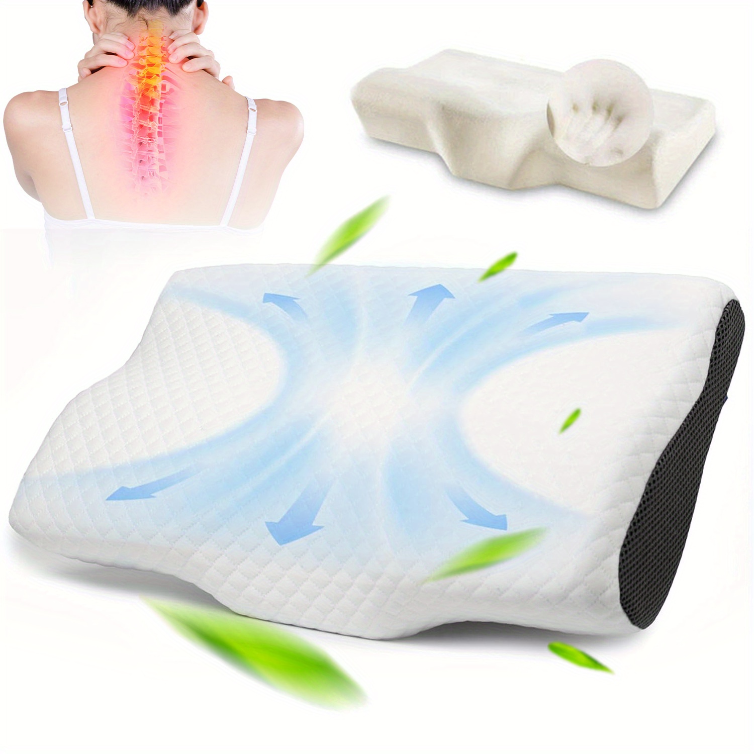 Neck Support Pillow For Sleep - Ergonomically Designed Cervical Pillow For Back, Stomach, And Side Sleepers, Contoured Pillows For Shoulder