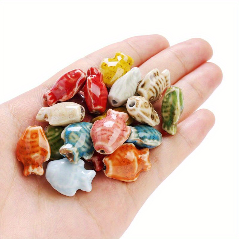 10pcs Handmade Ceramic Fish Beads for DIY Bracelets