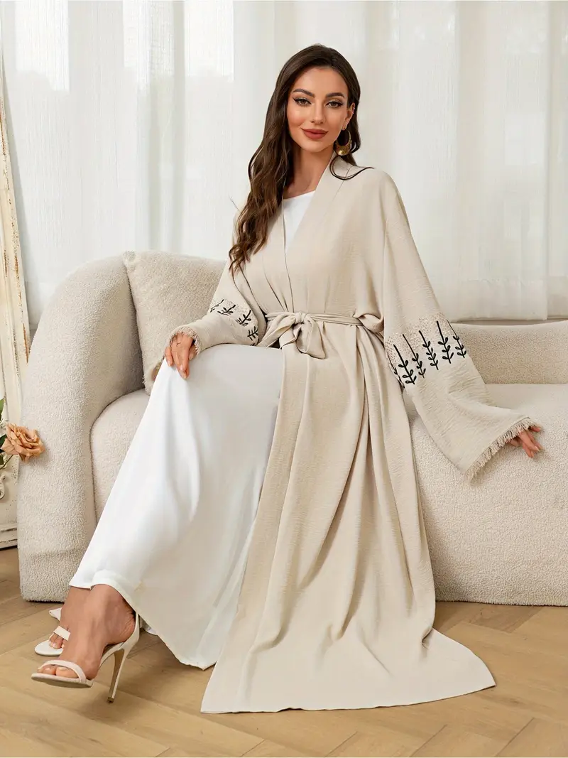 elegant beige embroidered maxi abaya dress dubai arabian - Temu Mauritius elegant beige embroidered maxi abaya dress dubai arabian - Temu Mauritius