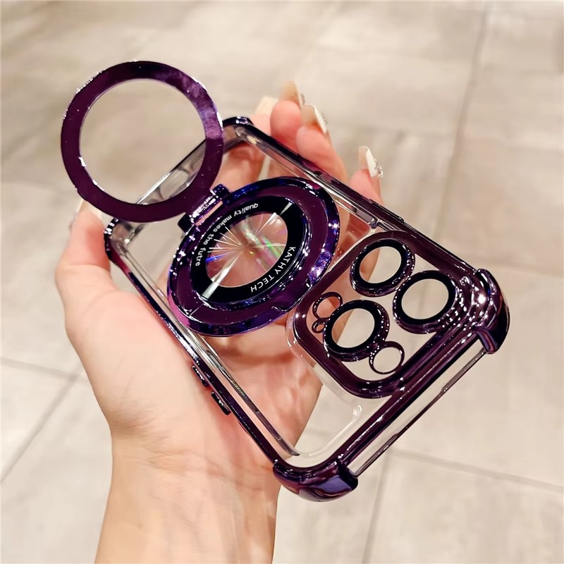 Phone Case: Luxurious Coated Bracket For Transparent Phone Case, Suitable For Iphone 17, 11, 12, 13, 14, 15, 16, Pro Max, 17 Air, Protection.