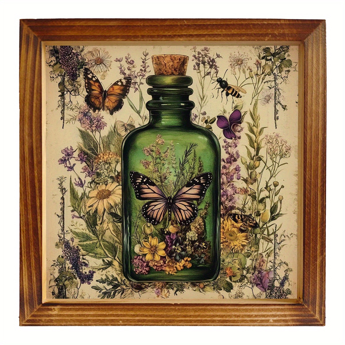 TEMU 20cm X 20cm Framed Nature-inspired Poster - Vibrant &, Wooden Frame, Bathroom, Bedroom, Living Room Decor, Ideal Day Gift,  Wooden Frame Poster, Decor