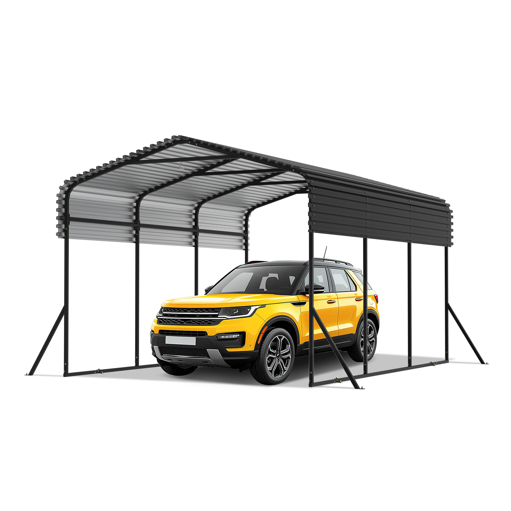 Image of 300x450 Cm Temporary Carport Car Metal Roof Car Roof Garage With Trapezoidal Sheet Roof Stable Car Stand Car Garage Be Removable