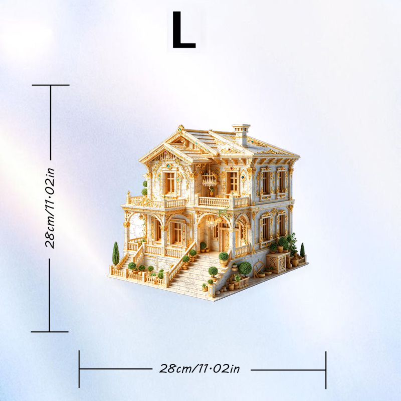 European White Retro Villa Irregular Wooden Puzzle