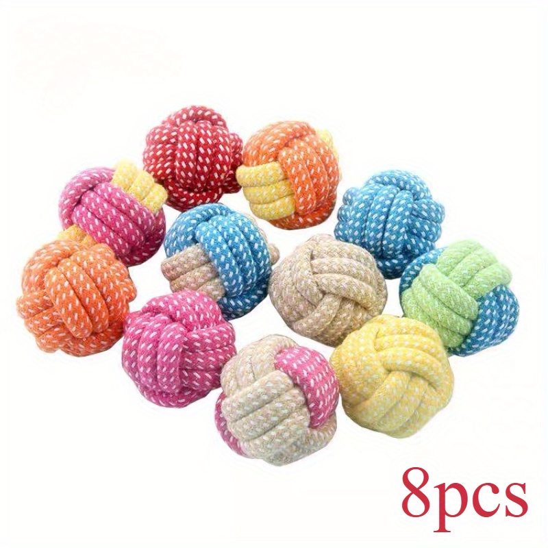 4/8pcs Dog Toy Ball, Chew Resistant Colored Rope Woven Ball, Teddy Bear Knot Toy, Fun Interactive Day Long, Random Color