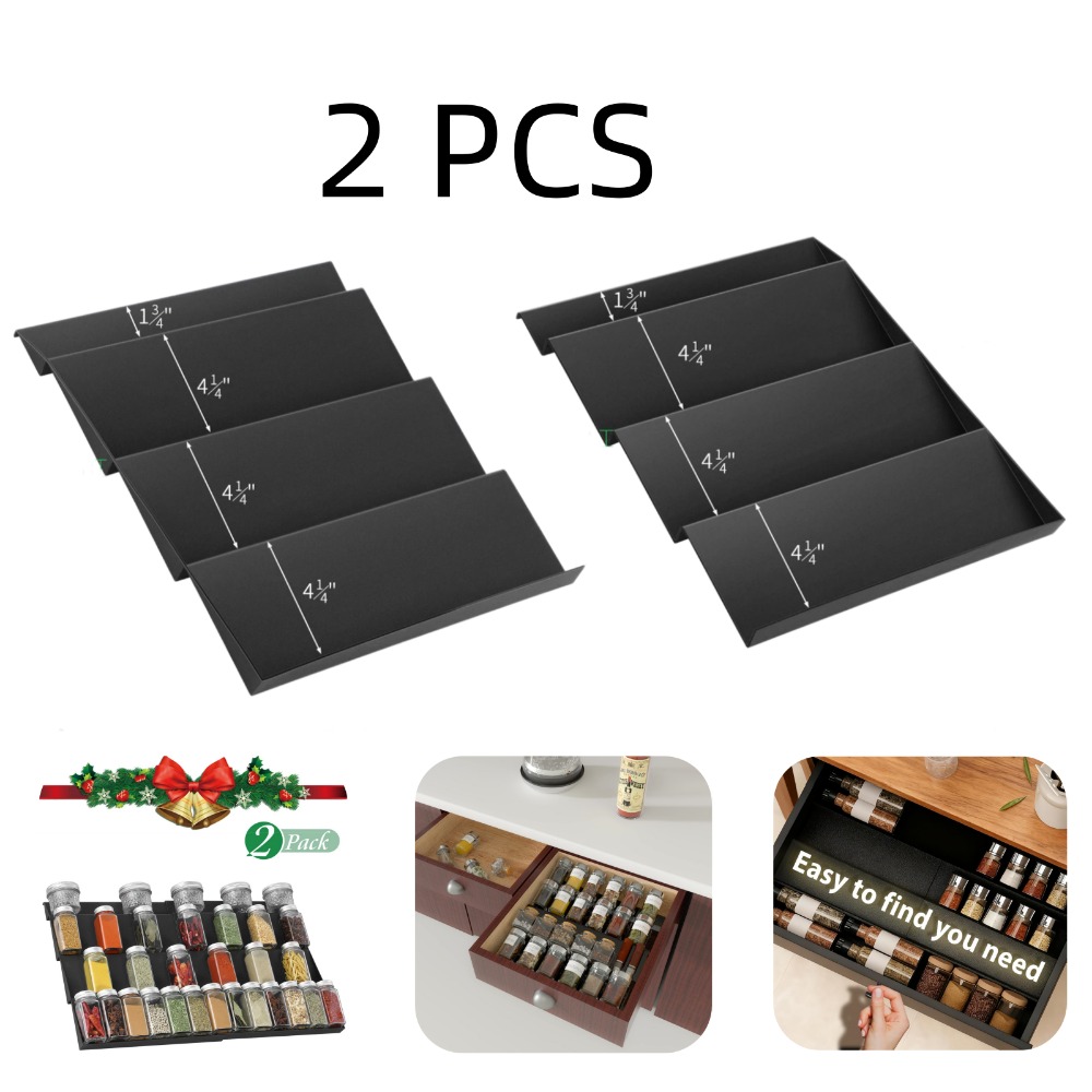 2pcs Spice Rack Set, Four-tier Extendable Drawer Storage Rack, Spice-specific Drawer