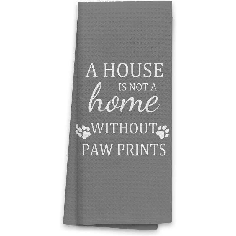 

1pc Modern Cartoon Dog Paw Print Kitchen Towel, 18x26 Inch Super Polyester, Machine Washable, Decorative Dish Hand Tea Towel For Dog Lovers, Home Decor Gift (gray)