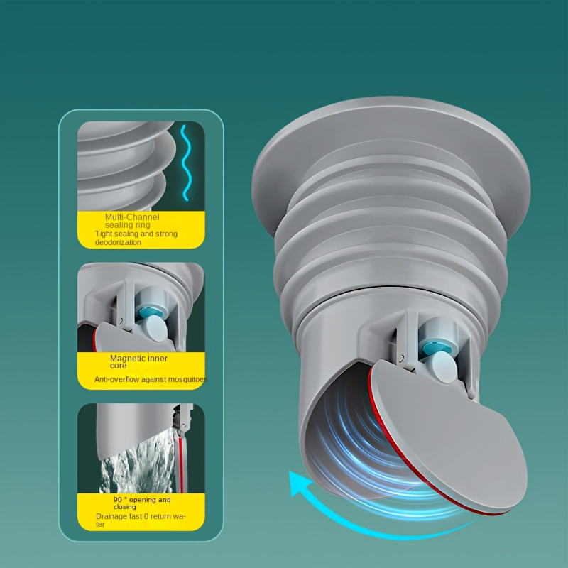 Tapón de desagüe antirreflujo y antiolores con anillo de sellado de silicona - Apto para tuberías de alcantarillado, fregaderos de cocina, desagües de lavadoras, antirreflujo y antiolores, fácil de instalar, apto para uso residencial y comercial