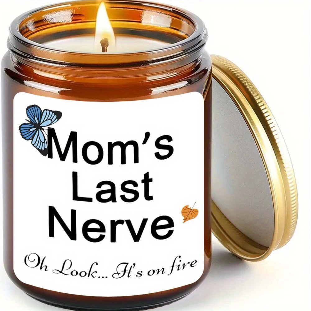 

[5pcs Funny Mom Decals] 5pcs Humorous ' Last Nerve' Decals, 2x2 Inch, Waterproof & Sun-resistant, Perfect Gift For Mom From Daughter Or Son, With Candle Not Included For Christmas, Birthday, Day