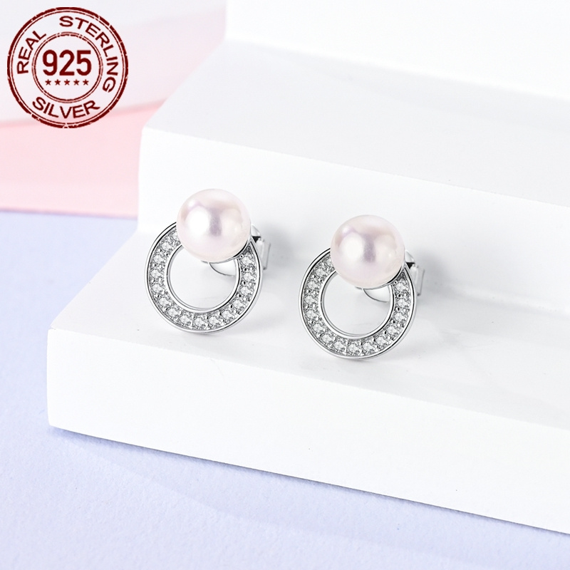 925 Silver French Earrings with Zirconia - Hypoallergenic