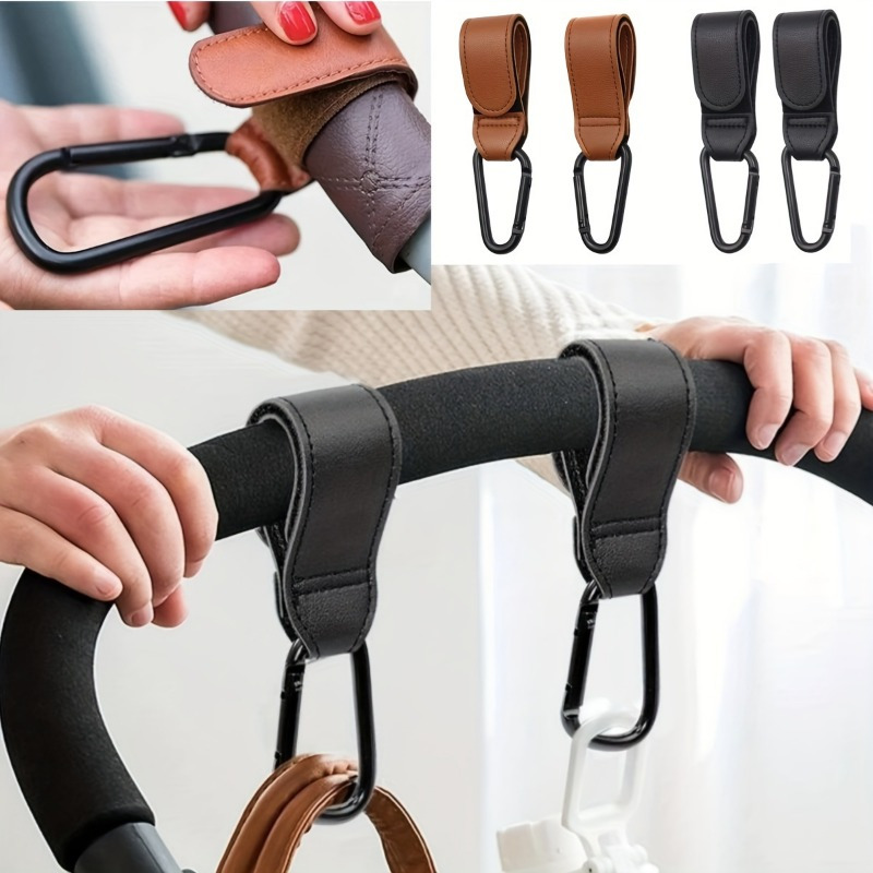 

2pcs Leather Stroller Bag Hooks, Portable Pram Handle Attachments, For Diaper & Grocery Bags, Ideal Gift For Christmas, Halloween, Thanksgiving