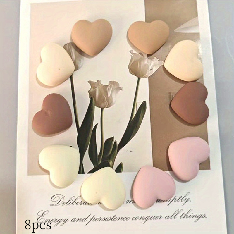TEMU 8pcs Random Color Heart Shape Refrigerator Magnets - Easy Decorative Fridge And Whiteboard Magnets Perfect For Office Whiteboards, Lockers, And