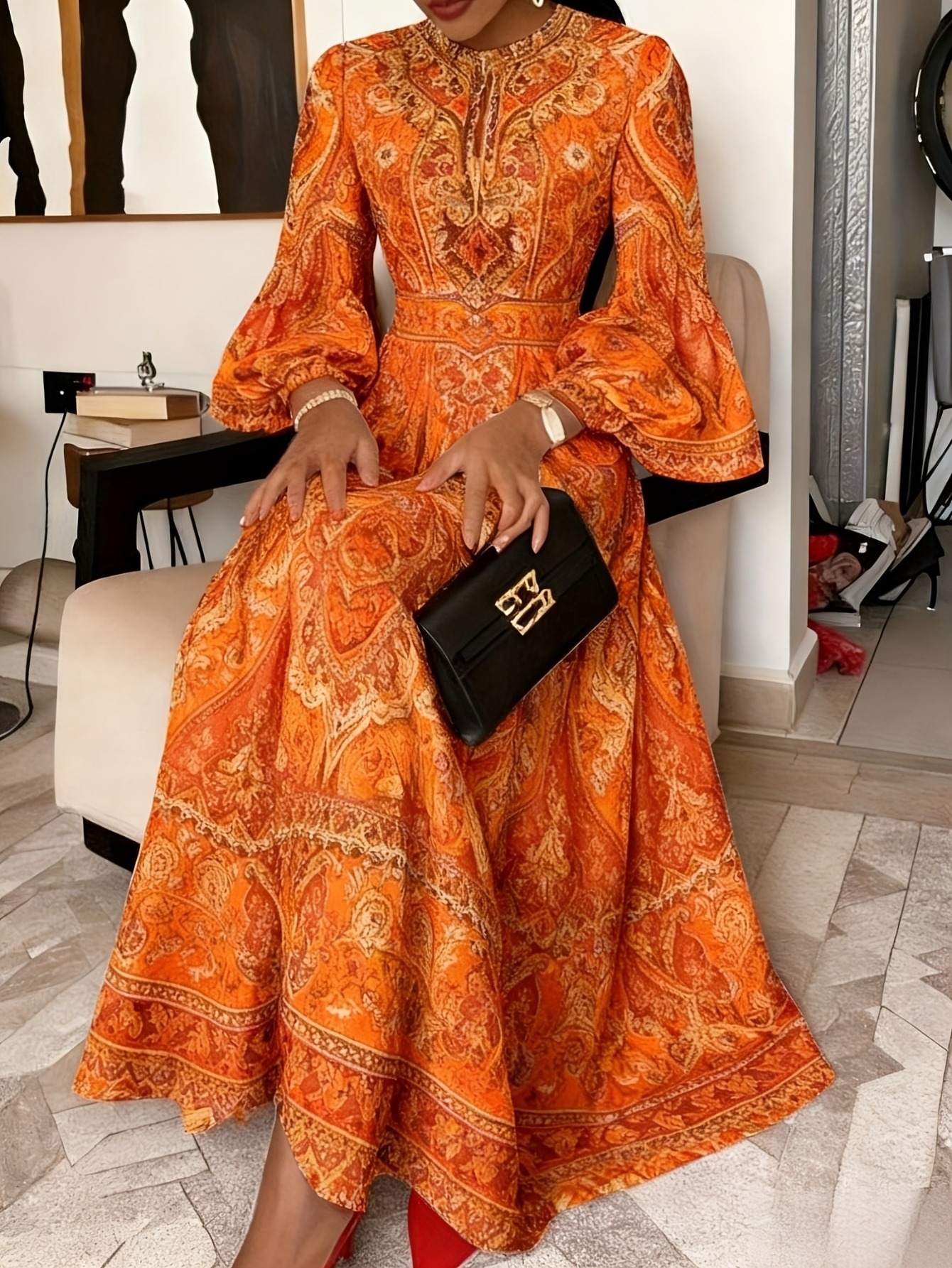 maxi summer dress long sleeve sold on Temu United States