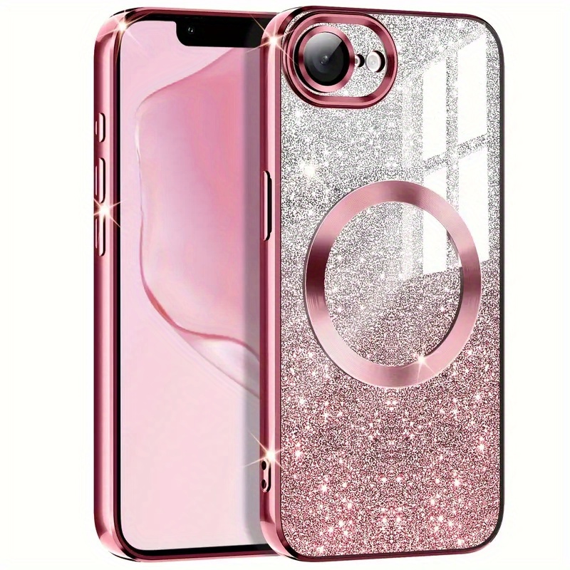 E-shop Handyhülle - Transparente, galvanisierte magnetische Schutzhülle mit Farbverlauf und Glitzer, stilvoll und , passend für iPhone 16E und
