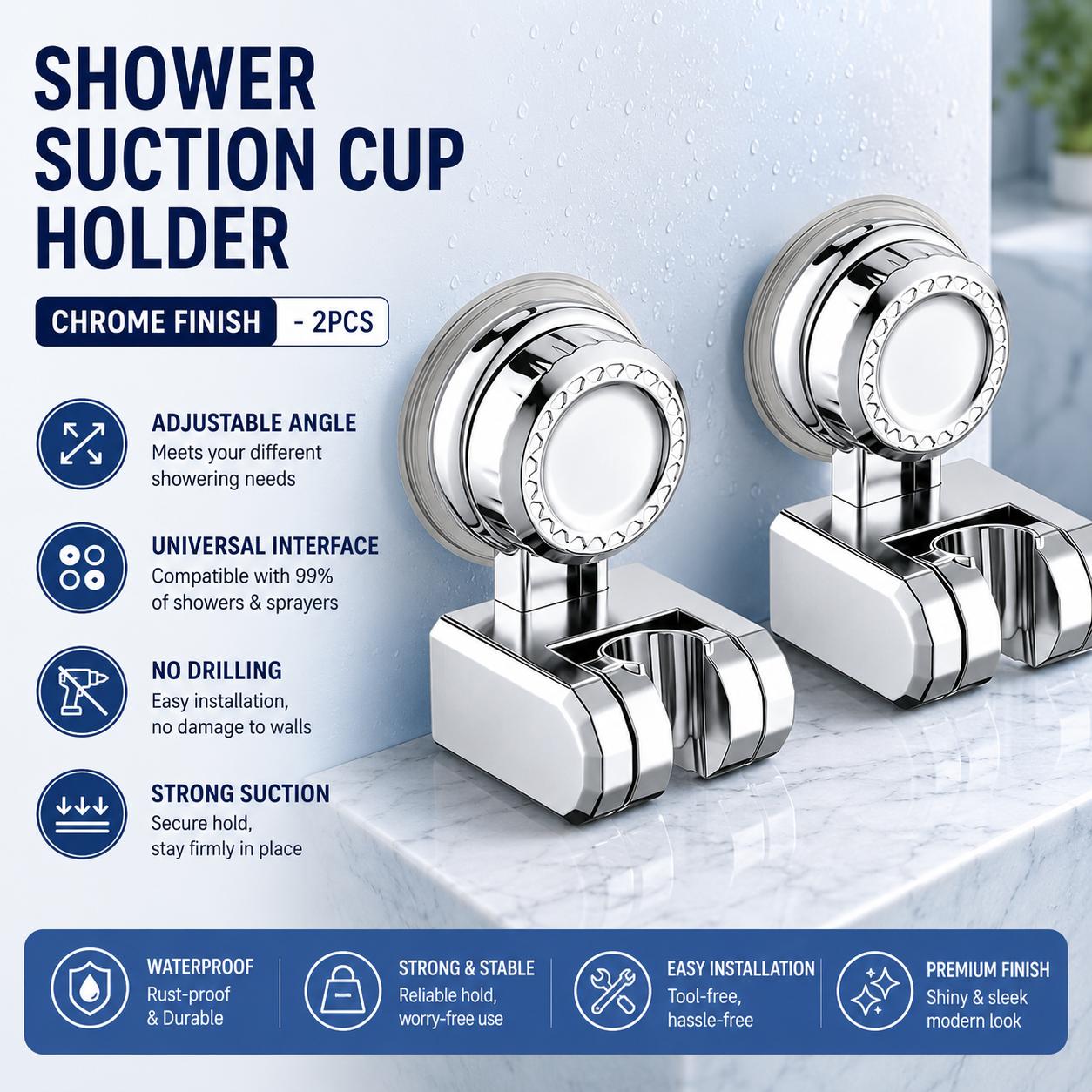 TEMU Soporte de ajustable para ducha, soporte de cabezal de ducha de para baño, instalación de montada en la pared, diseño sin taladro - para pared,