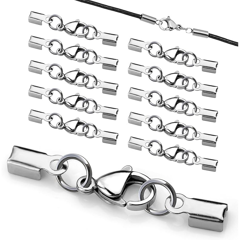 E-shop Kettenschließe, Edelstahl für Bastelarbeiten, Band, Ketten, Verschlüsse für Armbänder, 10er-Pack, Verschluss, Schmuckverschluss für DIY-Ketten,