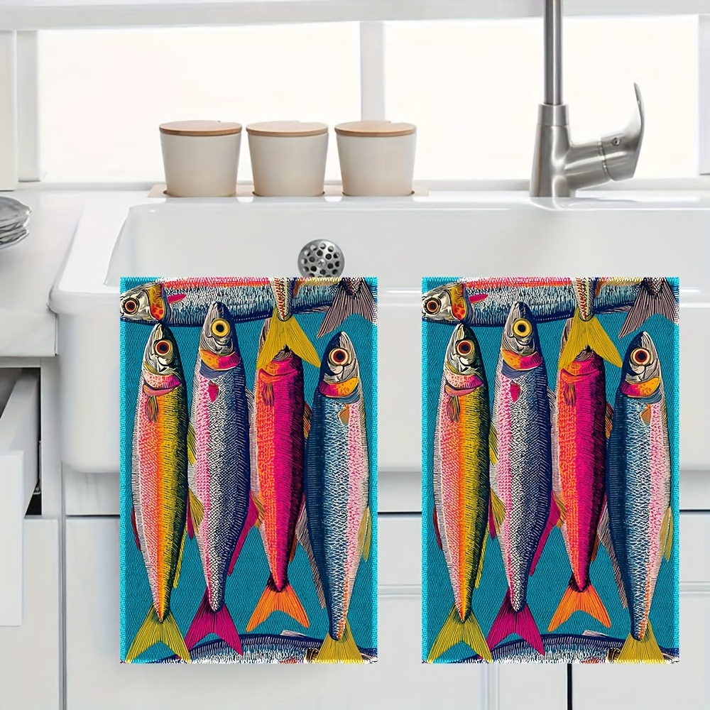 TEMU Chiffons de cuisine à motif coloré de poissons suspendus, chiffons de nettoyage, cadeaux pour , cadeaux pour maman, cadeaux d'anniversaire,