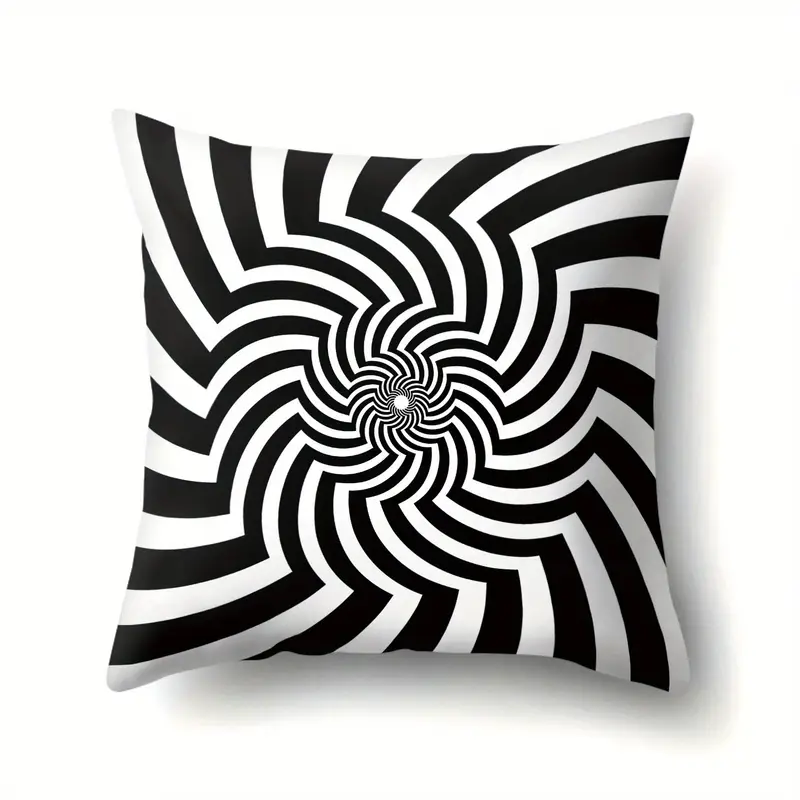 4pcs black and white spiral pillow covers double sided printing soft plush cushion cases with zipper closure modern optical illusion decor for living room bedroom office machine washable sofa pillow shams pillow covers for living room bedroom accessories geometric patterns textile durable fabric contemporary style textile material 2d flat Product details 5