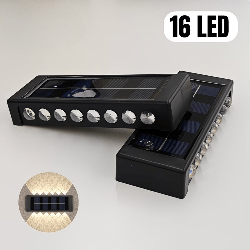 TEMU 2 luces solares de pared para exteriores con 16 LED, luces solares de dirección para patio, luces de pared decorativas de , alimentadas por