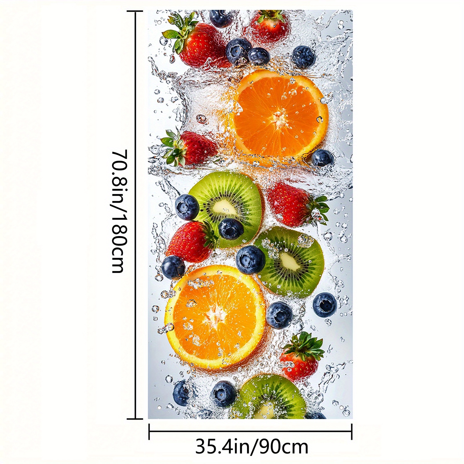 TEMU 1st Levendige Polyester Raambanner - Kleurrijk Ontwerp met Kiwi, Aardbeien, Sinaasappels & Druiven, Perfect voor Kamer-, Feest- of