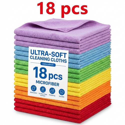 18pcs of reusable microfiber randomcolor cleaning cloths soft absorbent and scratch resistant suitable for kitchens as a microfiber cleaning towel reusable cleaning cloths absorbent and quick drying for furniture cleaning