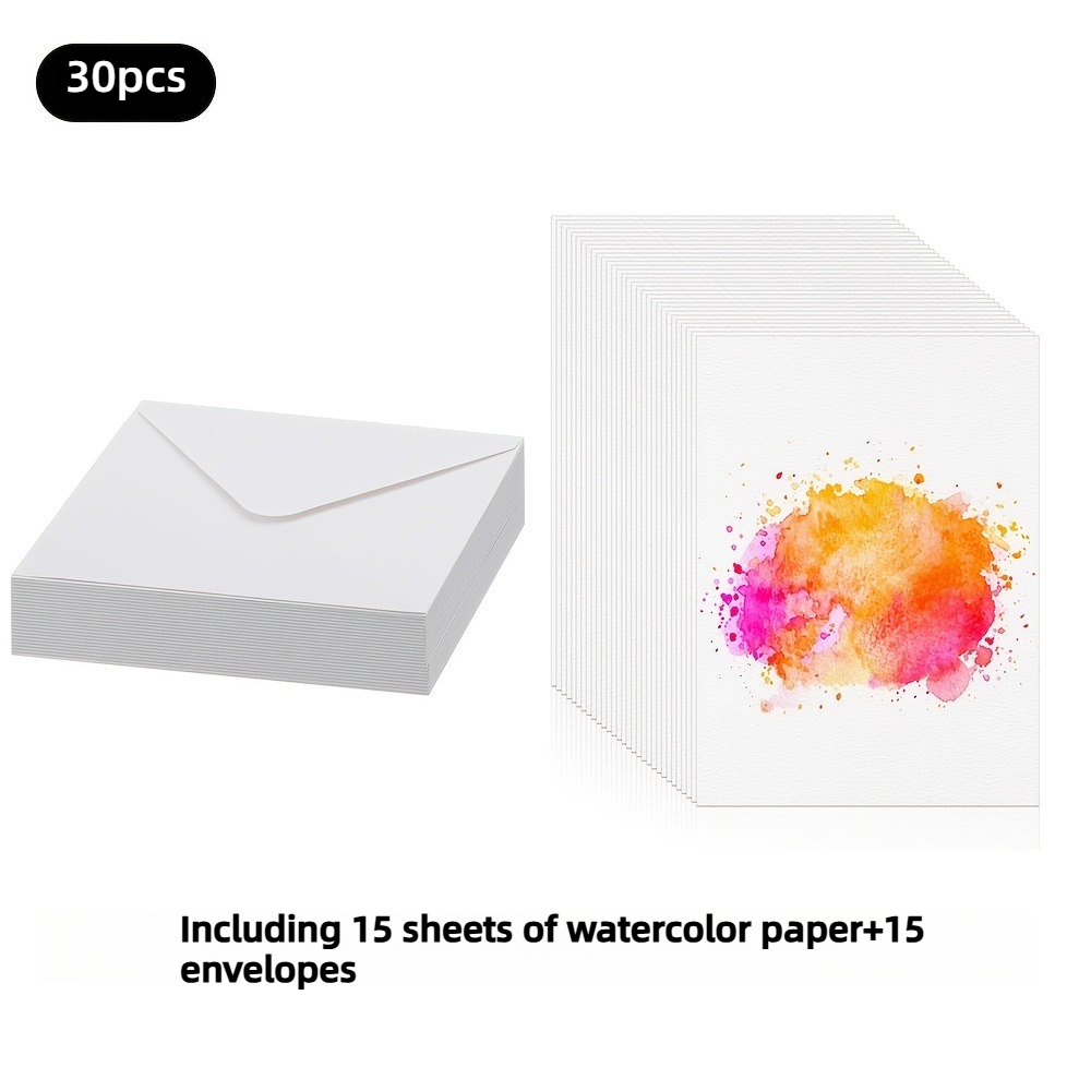 TEMU Set van stuks aquarelpapier enveloppen 10,16x15,24 cm—Inclusief een set aquarelpapier en enveloppen: 300 g/m² hoogwaardig aquarelpapier voor