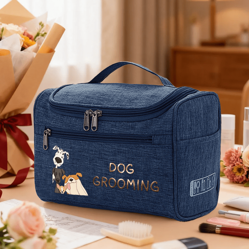 TEMU "dog Grooming" Dog Collection Print Multi-functional Toiletry Bag, 2d Portable Travel Toiletry And Makeup Bag. Can Classify And Store Toiletry