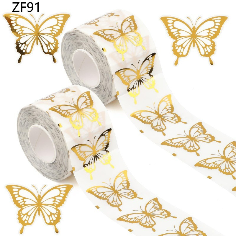 TEMU 500pcs/Rouleau Étiquettes Autocollantes Papillon en pour Emballage Cadeaux, Décoration de Scrapbook, Convient pour Décoration de Bureau,