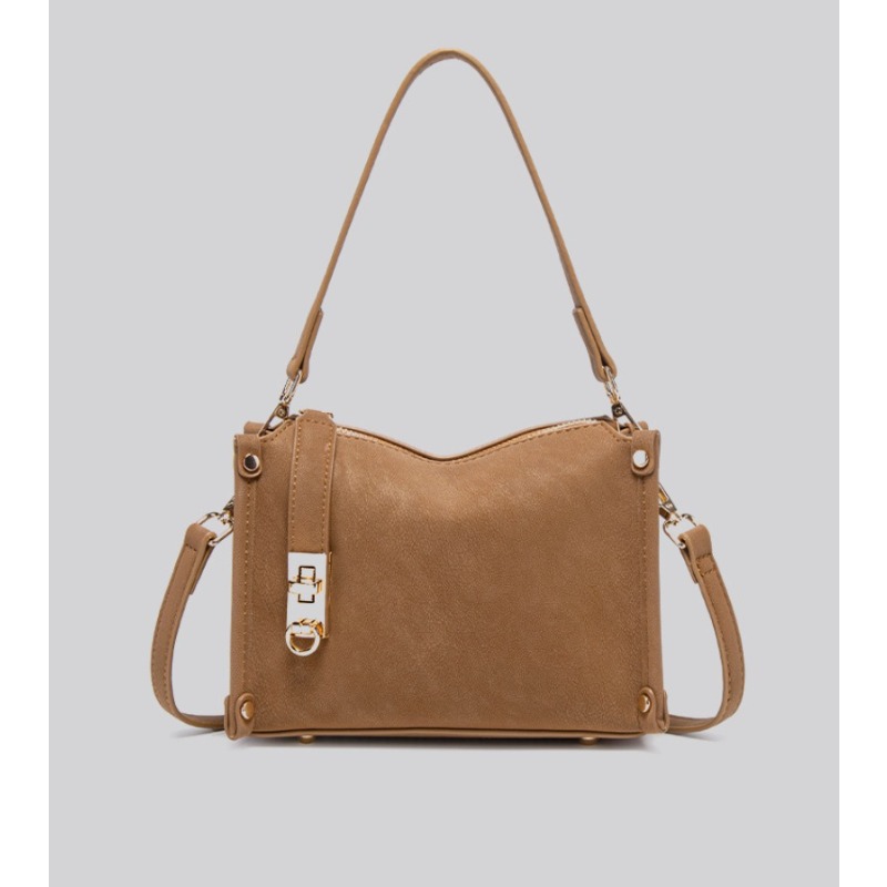 Solid Color Retro Cowhide Texture Underarm Bag Casual Women Commute Crossbody Purse_voghion.com