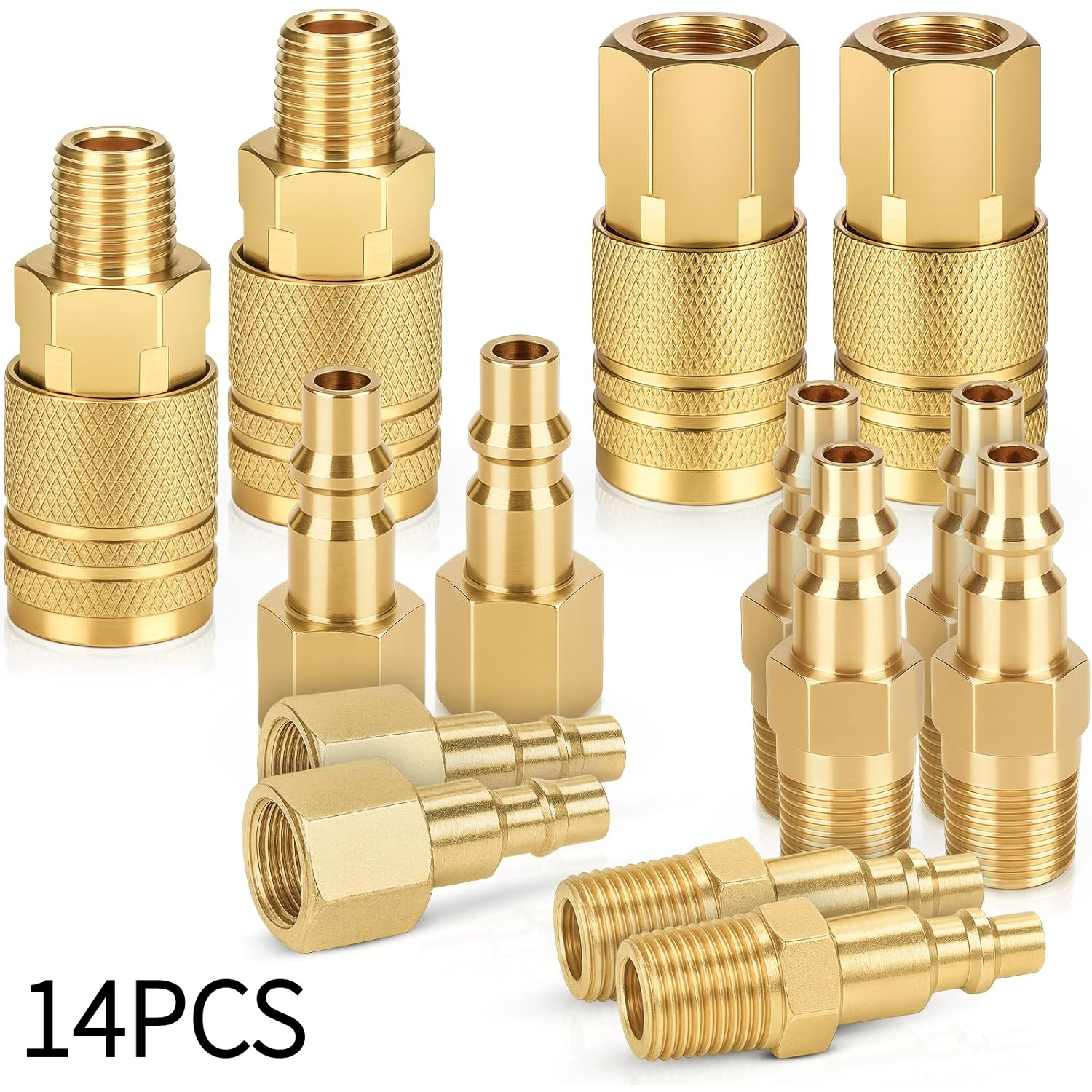 TEMU 14 pezzi Raccordi per tubo dell'/4 di pollice NPT, Accessori per utensili pneumatici Accessori per compressore d'aria Connessione rapida, Kit di