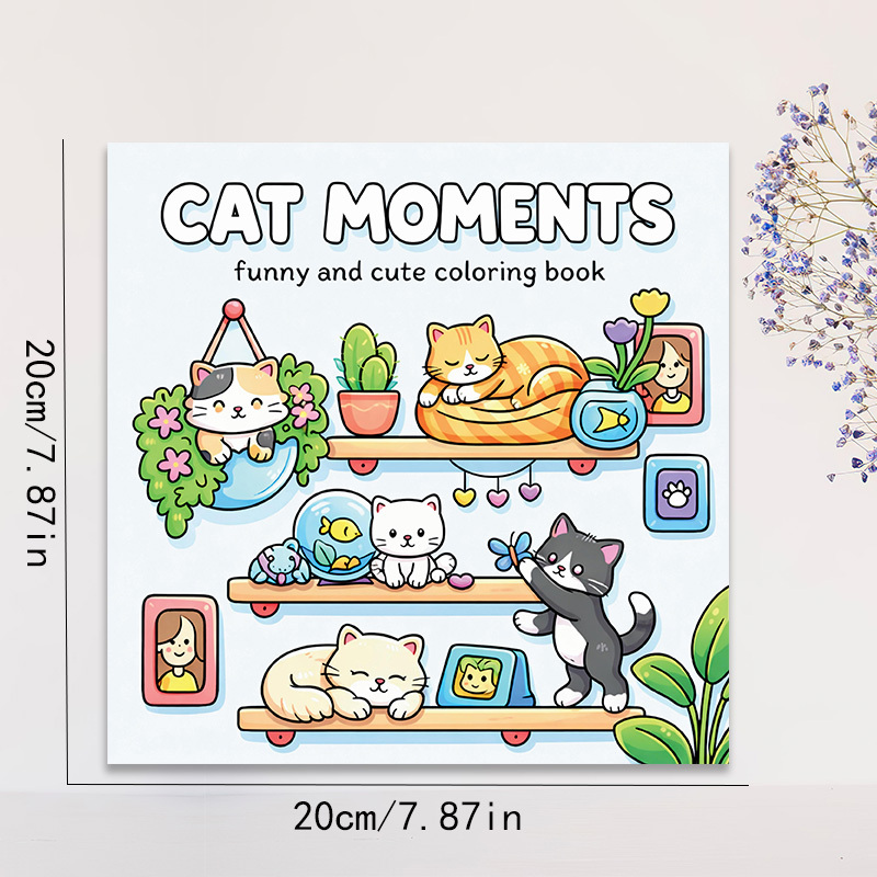 TEMU 1pc: A Particularly Cute Cat Moments Coloring Book, Containing 20 Sheets Of Different Moments, Suitable As Gifts For Birthdays, Christmas,