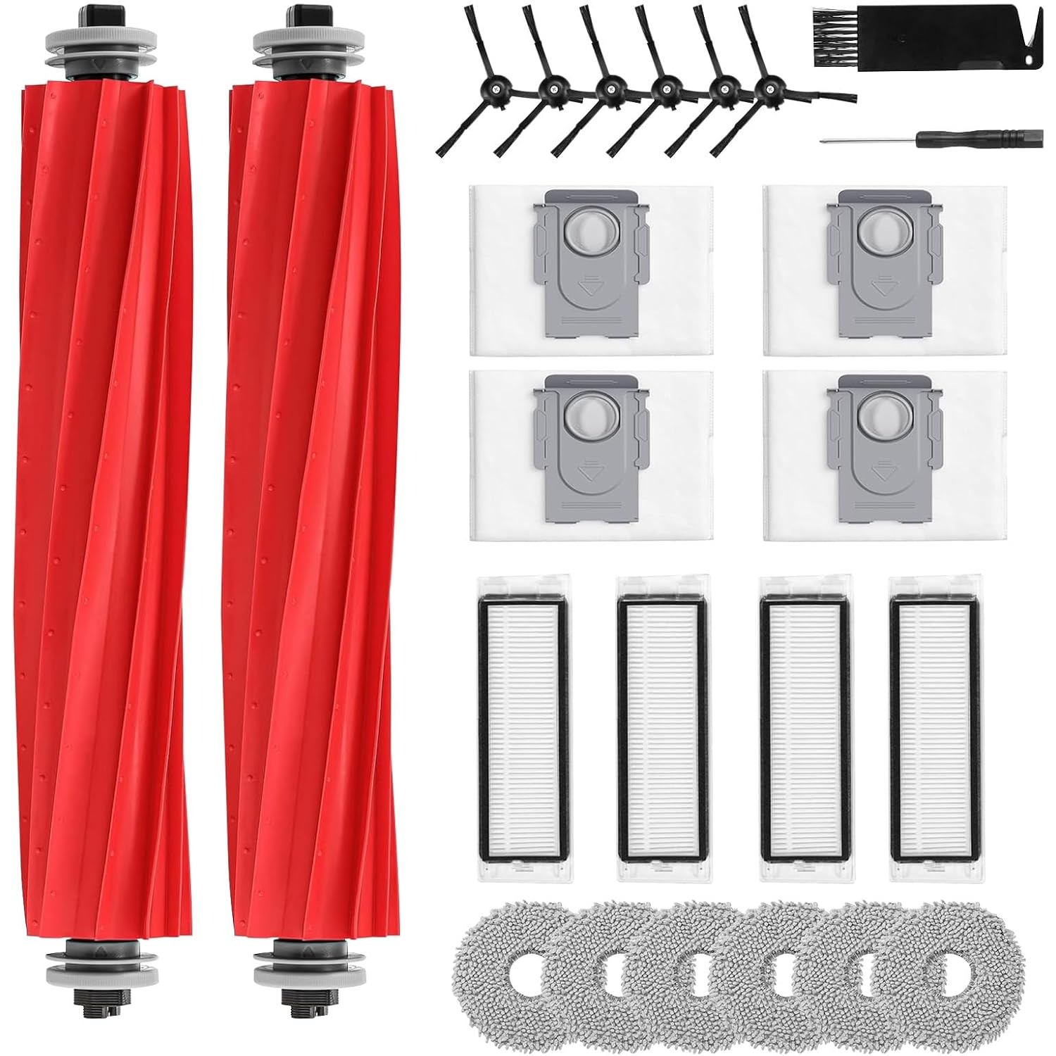 TEMU Additions For [not For /plus/max/maxv/master] Robot Vacuum Cleaner Replacement Parts, 2 Rolling Brushes 4 Filters 4 Dust Bags 6 Mop Pads 6 Side