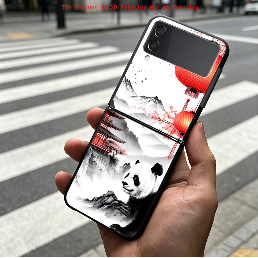 TEMU Phone Case: 2dflat Ink Mountain Panda Case Suitable For For Galaxy Z Flip 8 Z Flip4 Z Fe 7 6 5 4 3 Phone Back Cover