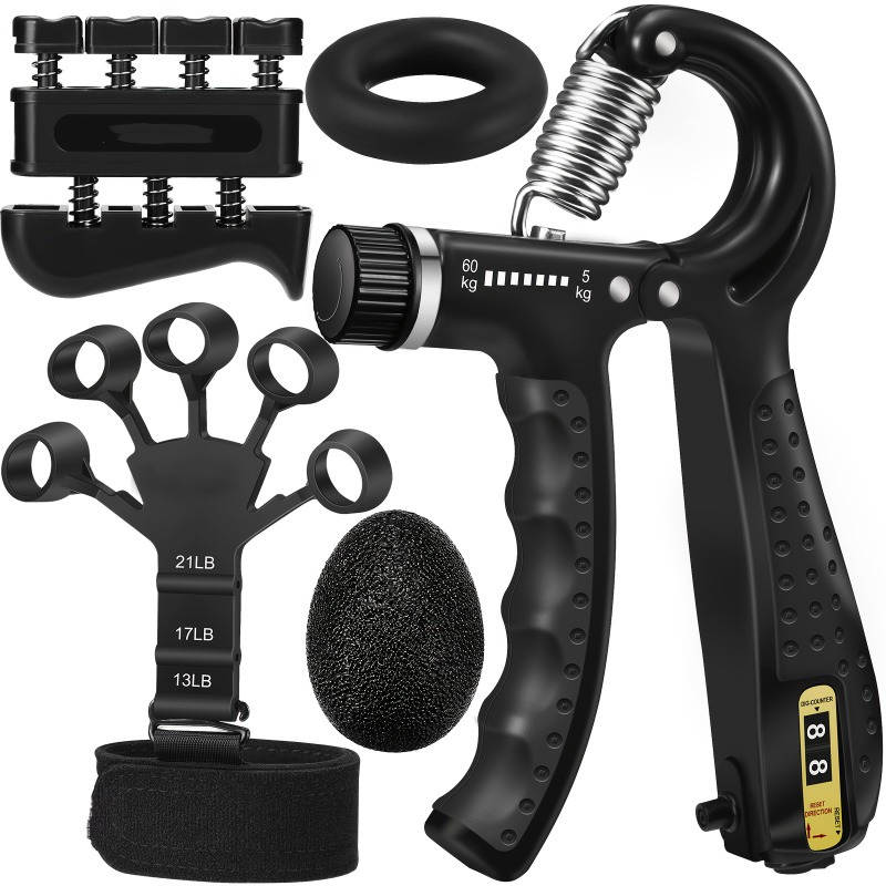 Image of 5pcs Grip Strength Trainer Plus | Hand Grip Strength, Finger , And Forearm Power With Silicone Polymer Construction For Universal Fitness And Muscle Building