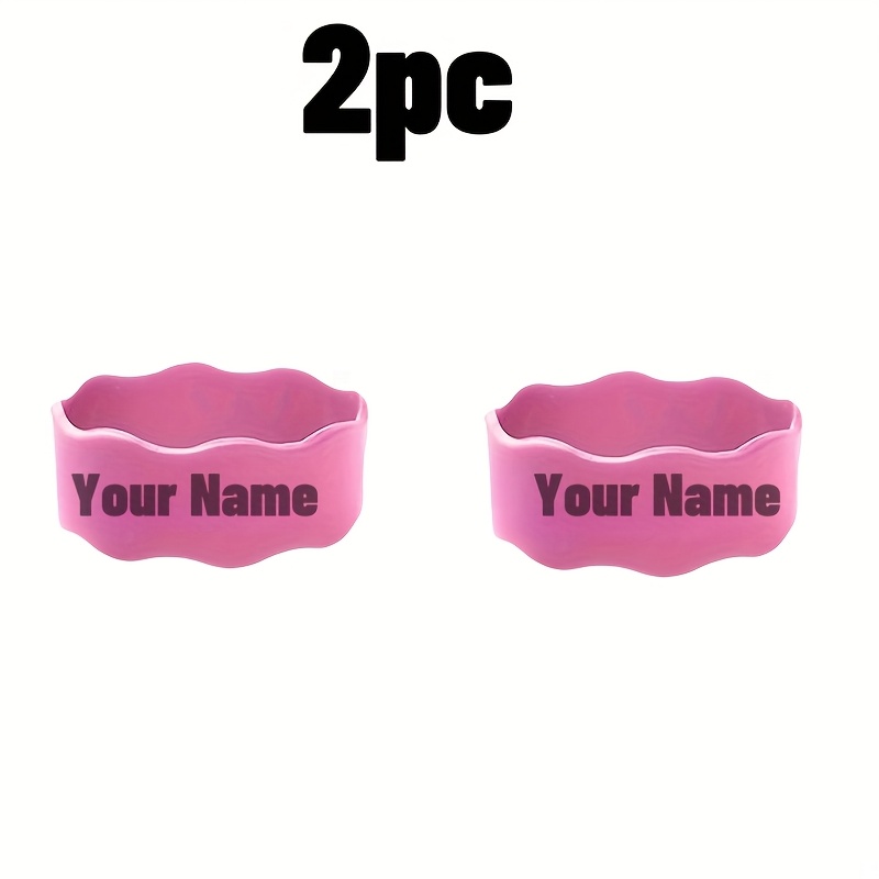 TEMU Set Of 2 Custom Silicone Bottle Labels Available In 9 Colors, Non-slip And Reusable, School, Summer Camps, And Outdoor Activities, Personalized