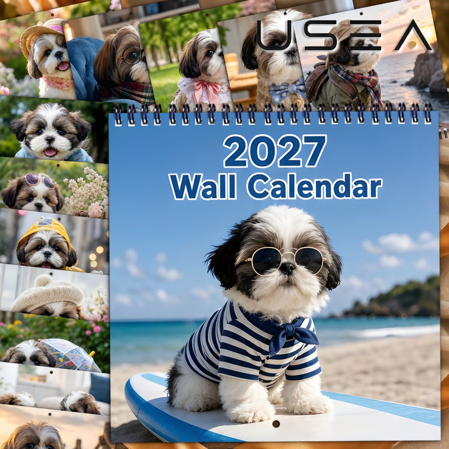 TEMU 2027 Wall Calendar Hanging Wall Calendar, Monthly Planner 12 Month Yearly Organizer, Twin Wire Spiral Bound Square Calendar With Large Blocks,