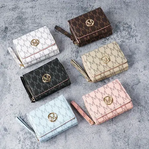 2025 new womens wallet short style european and american pu high end coin purse printed multi card slot small wallet money holder