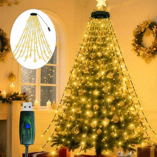 400 220led indoor christmas tree lights 11 20 strands 2m fairy string lights rings usb powered 8 lighting dark lights suitable for indoor outdoor christmas tree wedding party thanksgiving new year decorations