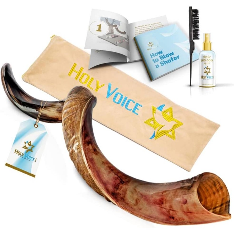 Kosher Kudu Shofar Horn from u2013 Traditional Half - Polished Yemenite Shofar Includes Carrying Bag, Brush and Blowing Guide - Easy Blowing Ancient Musical Instrument 2428, Spiritual Instrument, Religious Ceremony, Handcrafted Design, Artisan Made, Durable Construction, Rituals And Ceremonies