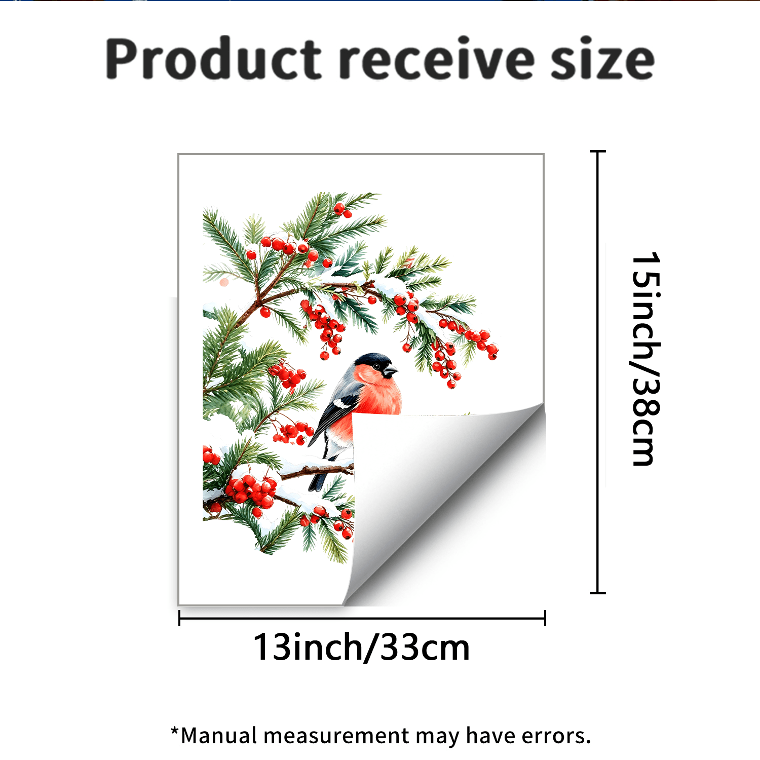 TEMU Autocollant de fenêtre à oiseau et d'hiver de Noël, cardinal et réaliste sur branche de pin avec rouges, , aucune colle , convient pour