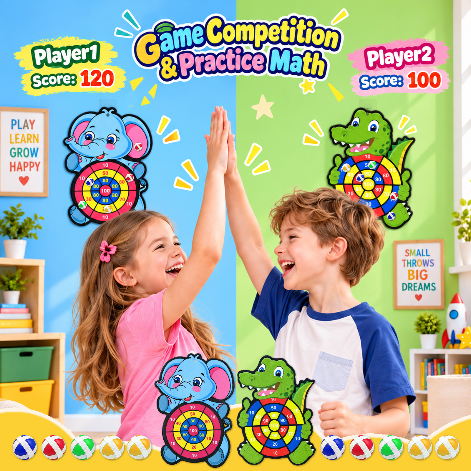 Elephant Crocodile Dartboard Toy for Interactive Fun