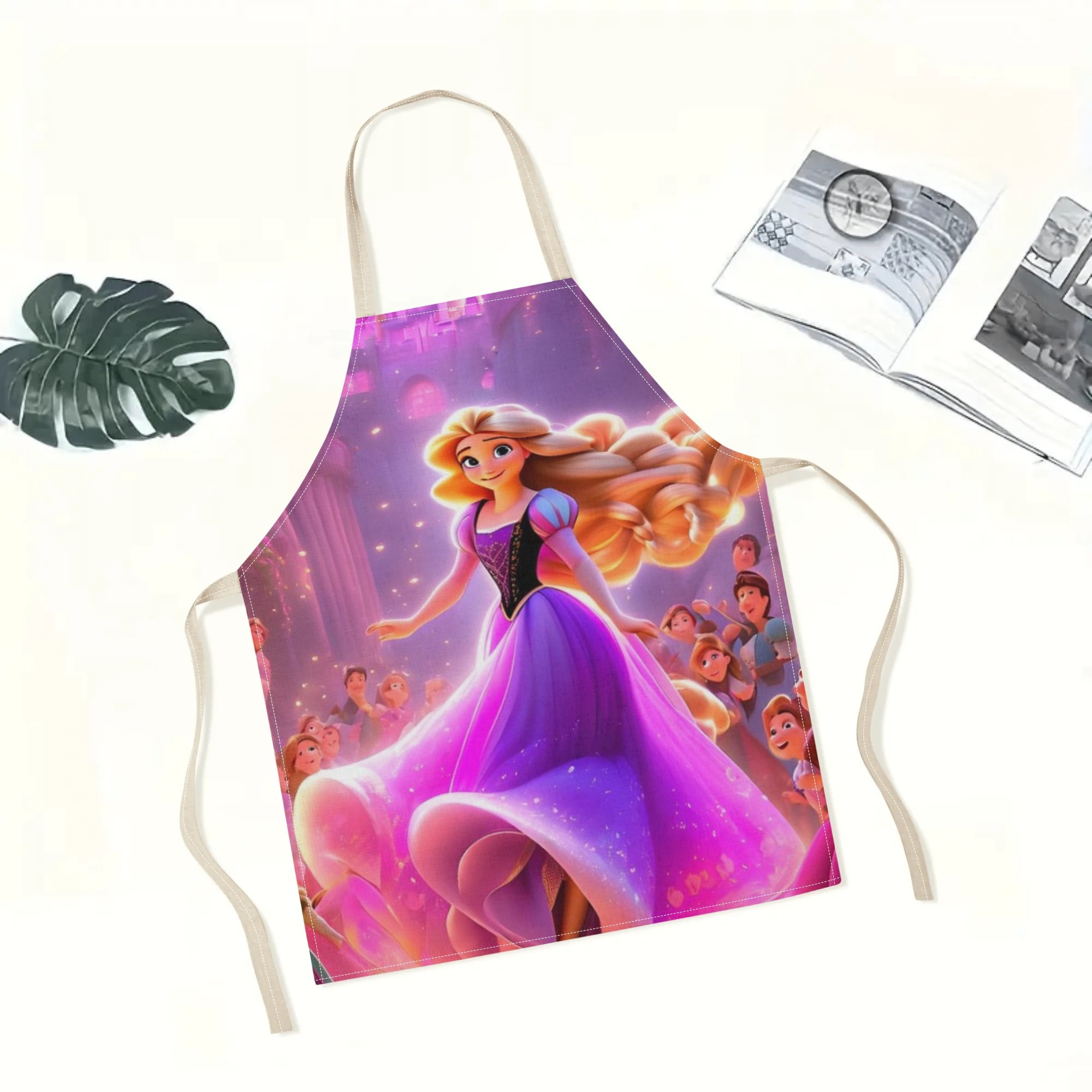 disney   cartoon waterproof apron - vibrant,   polyester with fairy tale print for kitchen, restaurants, hotels, and home use details 0