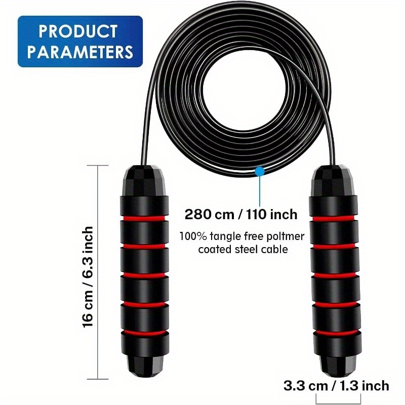 Adjustable, Anti-Slip Handle Jump Rope with Smooth Bearing Steel Wire - Ideal for Home Fitness Training, Burning & Shaping, Includes Extra Ankle Straps & Wrist Support