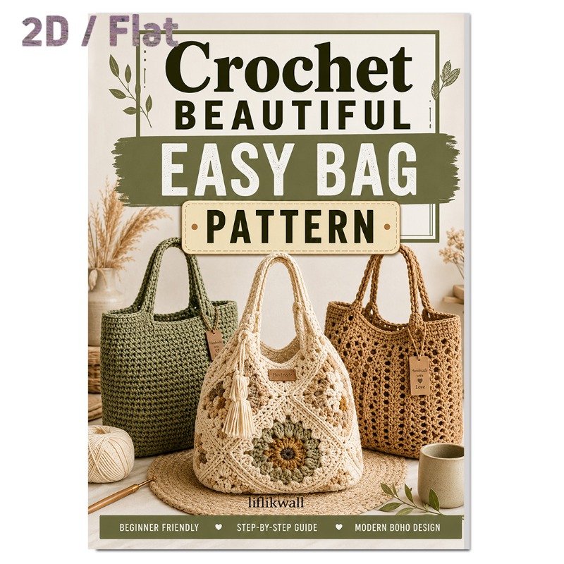 TEMU Crochet Bag Patterns - Make Your Own 4 Modern Tote Bags, Beginner-friendly Tutorials, Easy Adult Craft Projects, Handmade Gift Ideas For Her