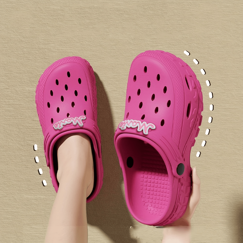 TEMU Women's Summer Shoes - Hollowed-out Slippers - - Lightweight And Breathable - Easy Letter Decorations - Suitable For Outdoor Activities - Home