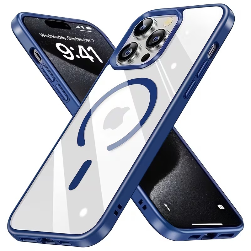 Telefono dėklas – aukščiausios kokybės magnetinis skaidrus telefono dėklas, skirtas Iphone 17/16/15/14/13/12/11/Pro/Max/Plus/Mini/17Air, su patvariu skaidriu apsaugos nuo kritimo dizainu