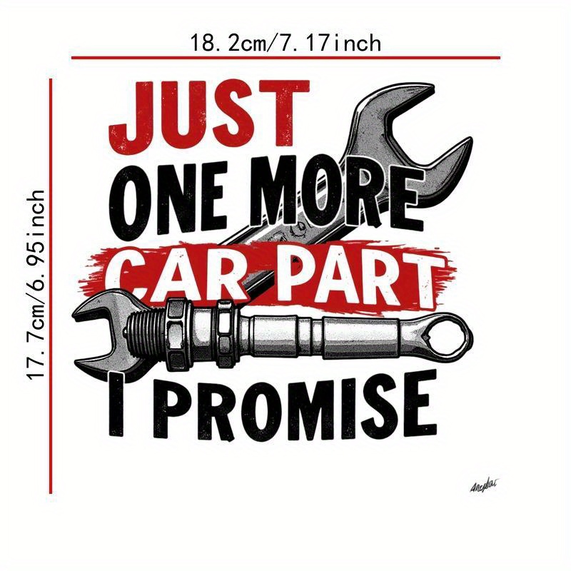 TEMU 3pcs, 6pcs Set, Automotive Repair Style " 1 More Car Part, " Pattern Heat Transfer Stickers, Durable, Washable, Easy To Iron. Suitable For Diy