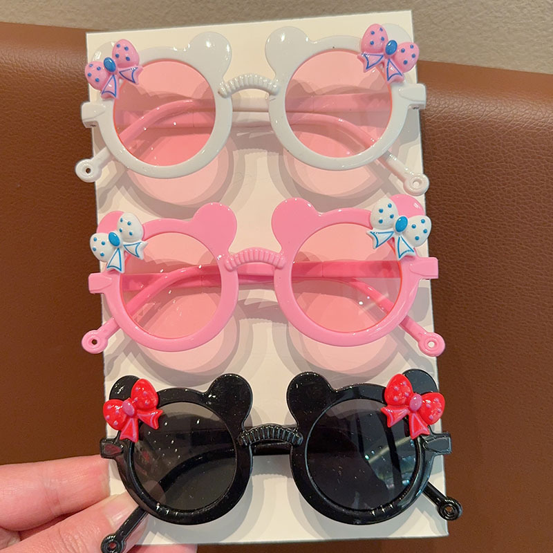 2/3pcs Gafas de Moda para Niños y Niñas con Marco de Oso Lindo y Lazo, Estilo Infantil