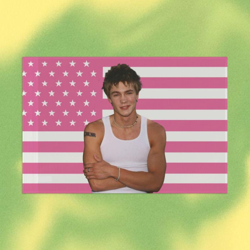 TEMU 1pc, Single-sided Print, Chad Michael American Flag Wall Art - Peach-colored Lightweight Polyester Velvet Banner, Suitable For Dormitories,
