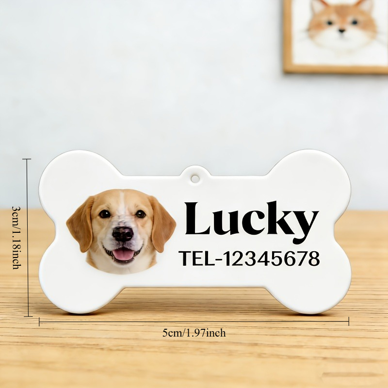 TEMU Targhetta personalizzabile per cuccioli con foto/testo per targhette anti-smarrimento, targhe ID, regali commemorativi